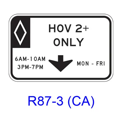 Hov___+ Only Specific Hours/Days [Hov Symbol] R87-3(Ca) 1