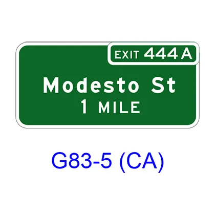 Exit Numbered Advance Guide G83-5(Ca) 1