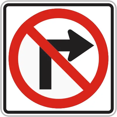 No Right Turn Symbol 24" Eg 1