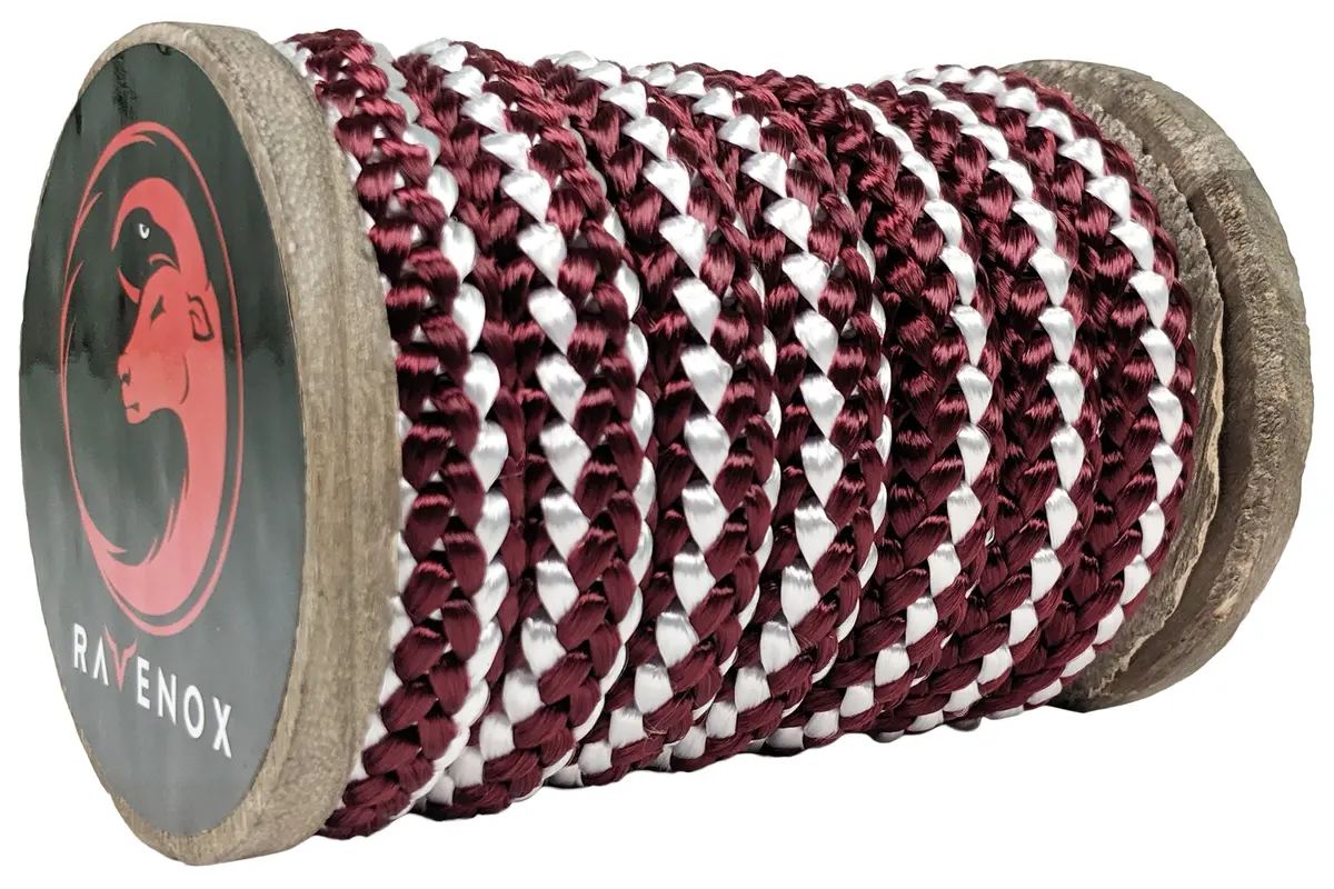 Knit Braid Polyester Rope (Burgundy With Tracer) 1