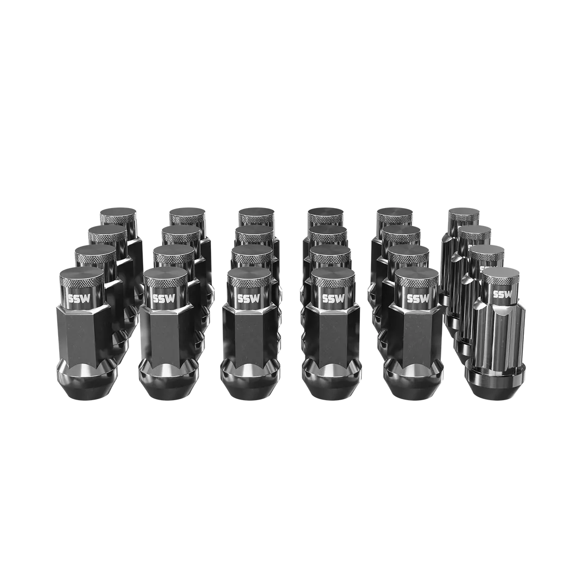 Steel Lug Nuts / Tungsten Silver / + 4 Locking Lug Nuts 1