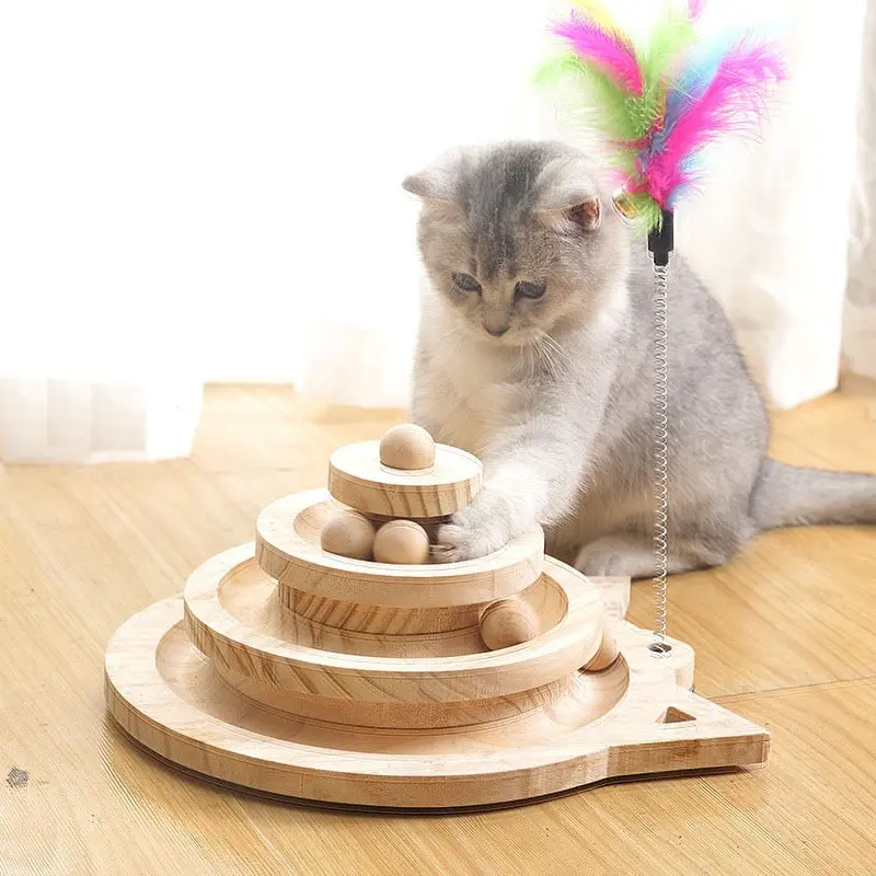 Wooden Multi-Level Tower Cat Toy 1