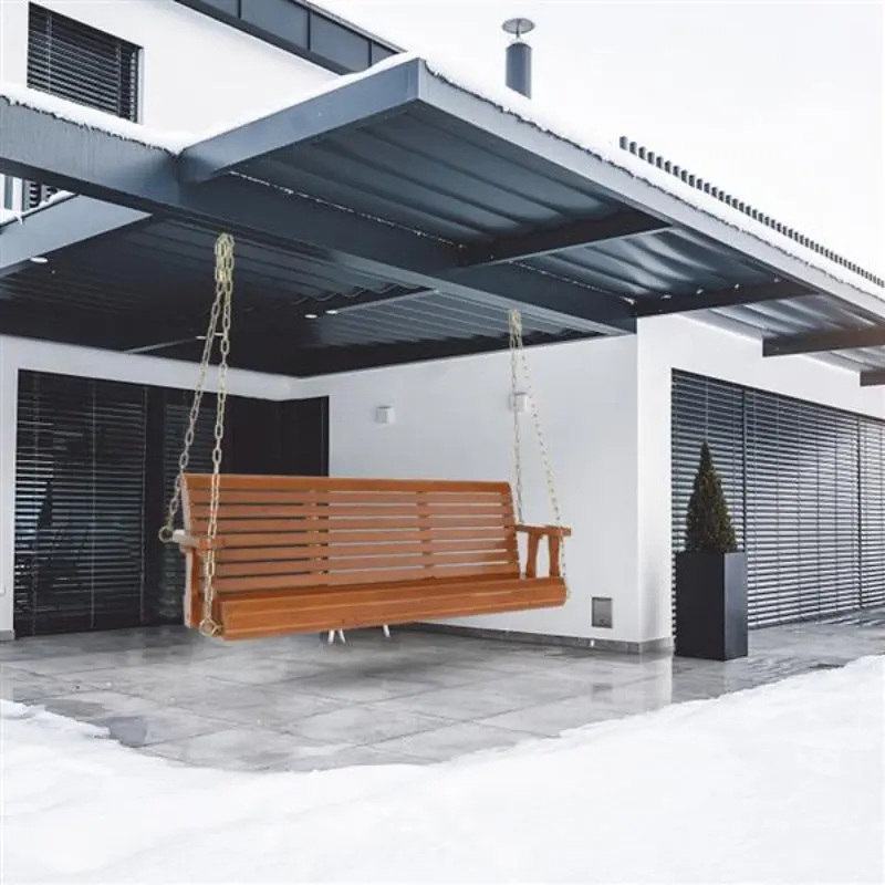 Dark Brown Cedar Double Wooden Swing 1
