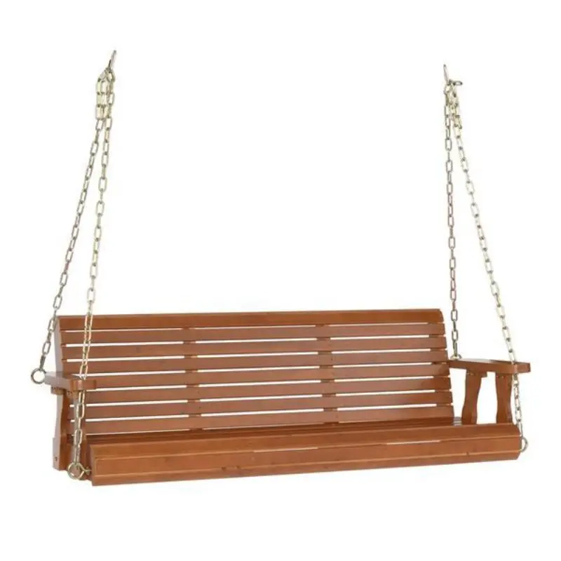 Dark Brown Cedar Double Wooden Swing 2