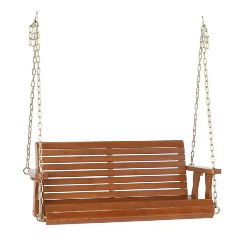 Dark Brown Cedar Double Wooden Swing 1