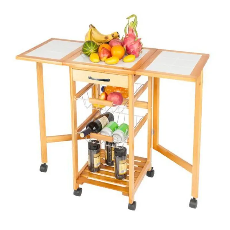 Kitchen Drop Leaf Island Storage Cart 1