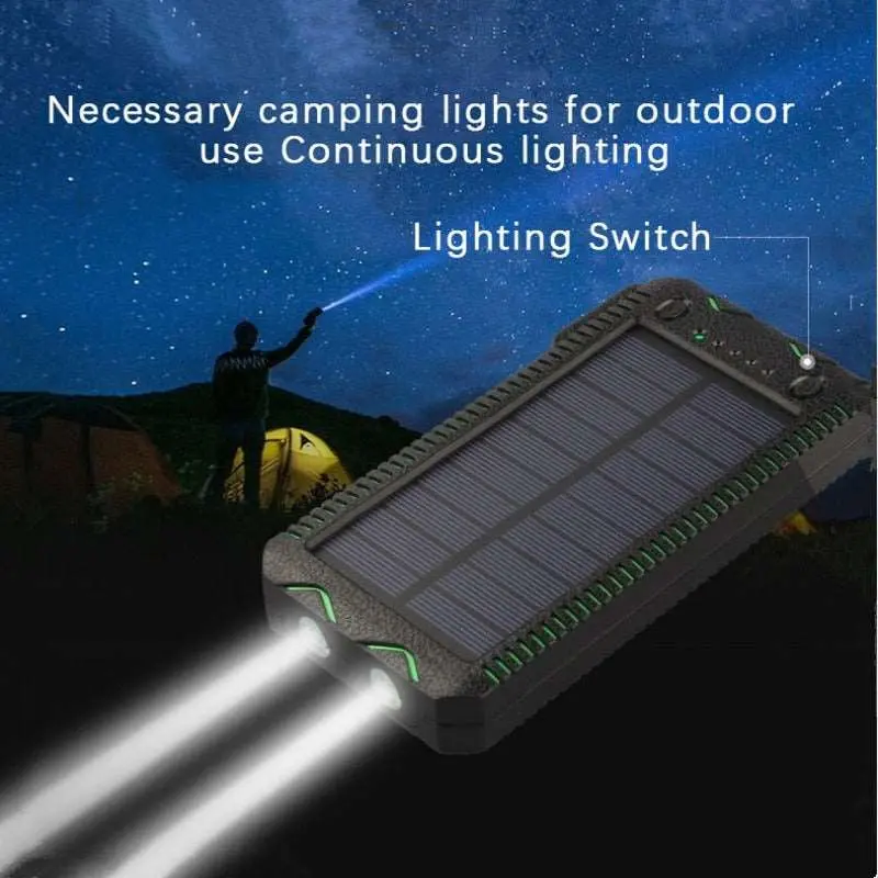 10000Mah Solar Power Bank Double Usb 1