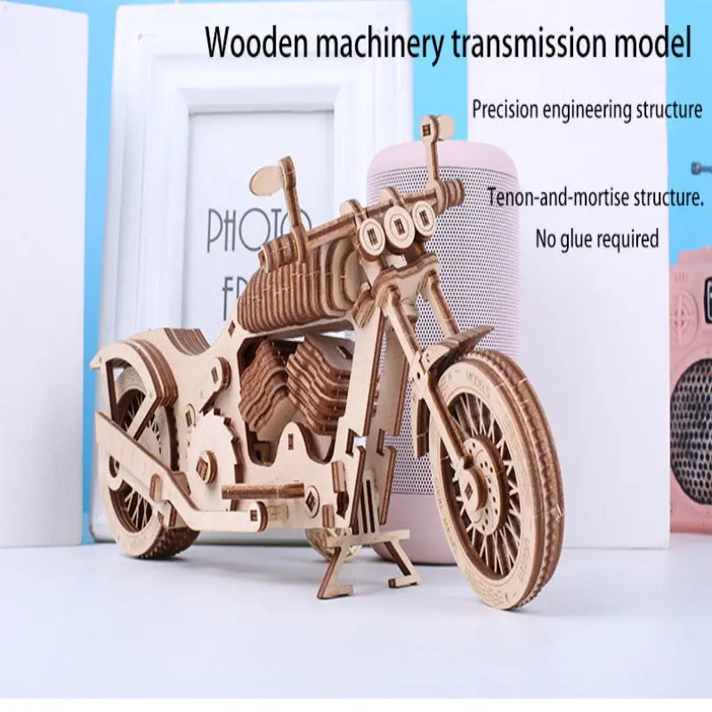 Wooden Motorcycle Assembly Model Kit 1