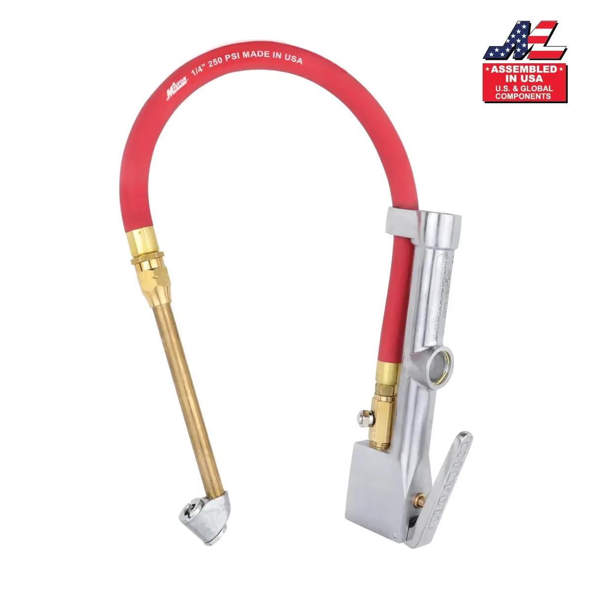 New & Improved - Milton® Tire Inflator Gauge With Dual Head Air Chuck 15” Air Hose 10-160 Psi 1