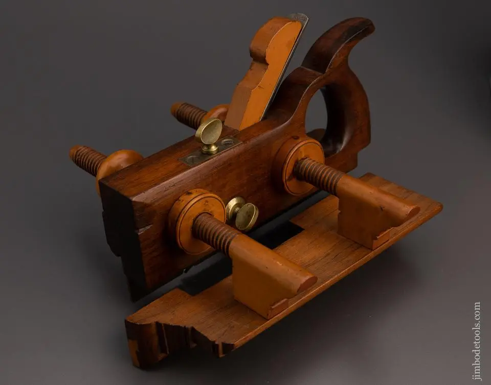 Spectacular Rosewood & Boxwood Handled Screw Arm Plow Plane - Excelsior 98869 1