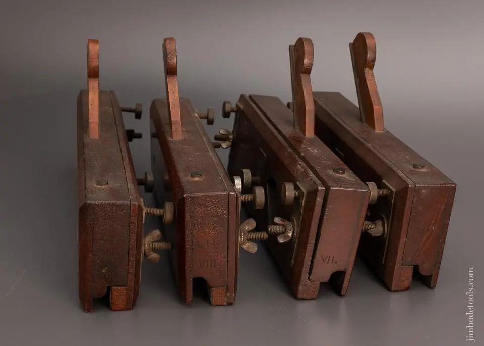 Amazing Set Of 4 Mahogany Pianomaker's Rule Joint Planes - Excelsior 99265 1