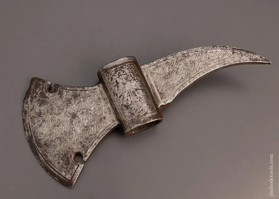 Beautiful Engraved 19Th Century Fireman’S Axe Dated 1889 - Excelsior 99348 1
