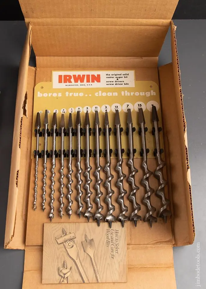 Complete Set Of 13 Irwin Auger Bits Mint With Display In Box * 92116 1
