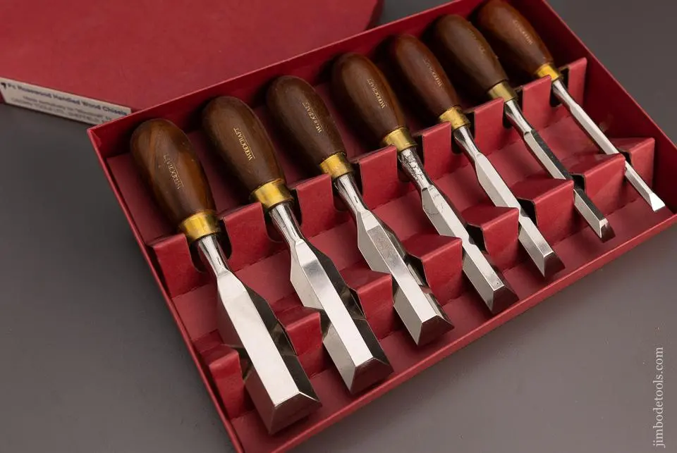 Mint Set Of 7 Rosewood Handled Butt Chisels By Woodcraft - 99707 1