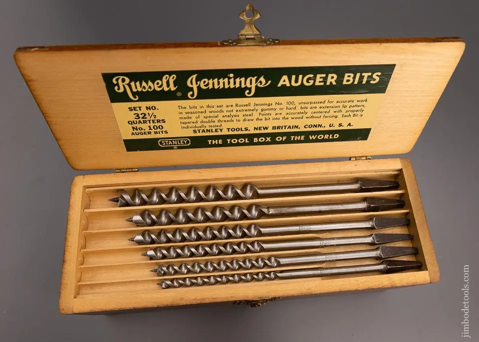 Mint Complete Set Of 13 Russell Jennings Auger Bits In Original Three Tiered Box - 97784 1