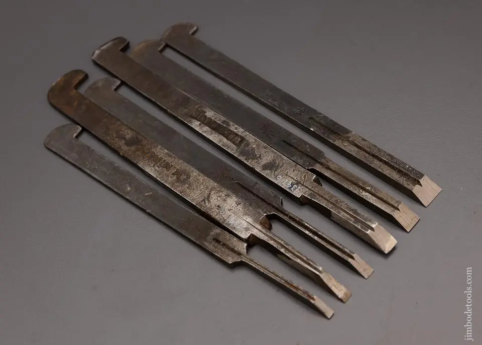 Excellent Matched Set Of 6 Plow Plane Irons - 98000 1