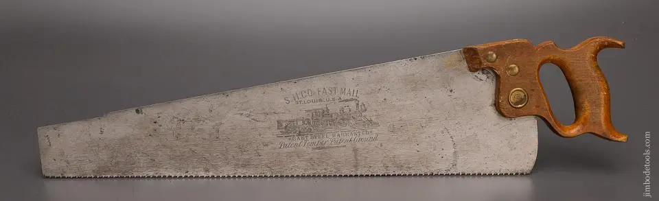 Extra Fine S.H. Co. Fast Mail No. 999 Hand Saw With Locomotive Etch - 98017 1