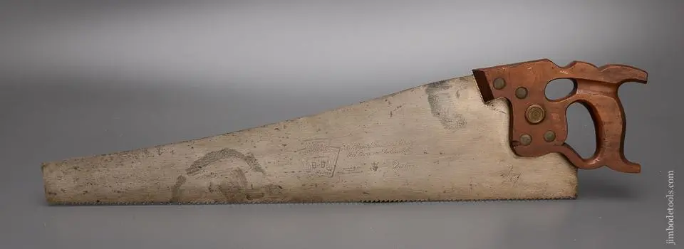 Fine Disston D-8 Thumbhole Rip Hand Saw Just Sharpened - 98033 1
