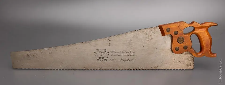 Unused Disston D-8 Thumbhole Hand Saw - 98084 1