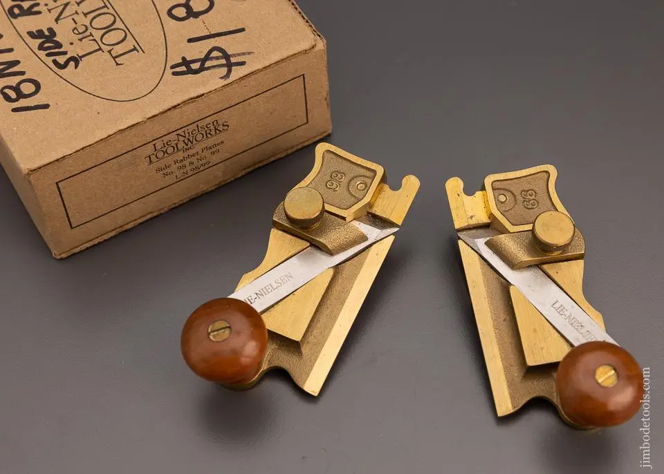 Discontinued Bronze Lie Nielsen No. 98 & 99 Side Rabbit Plane Set Mint Inbox - 98102 1