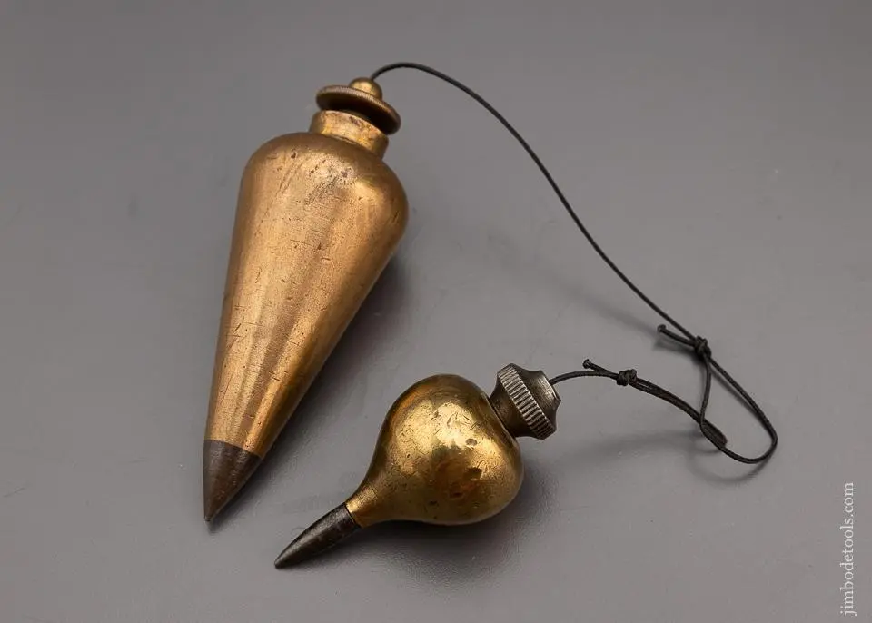 2 Nice Brass Plumb Bobs 3 Inch & 5 Inch - 98115 1