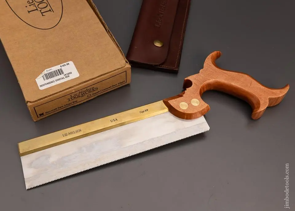 Lie Nielsen Brass Back Dovetail Saw With Sheath Mint In Box - 98123 1