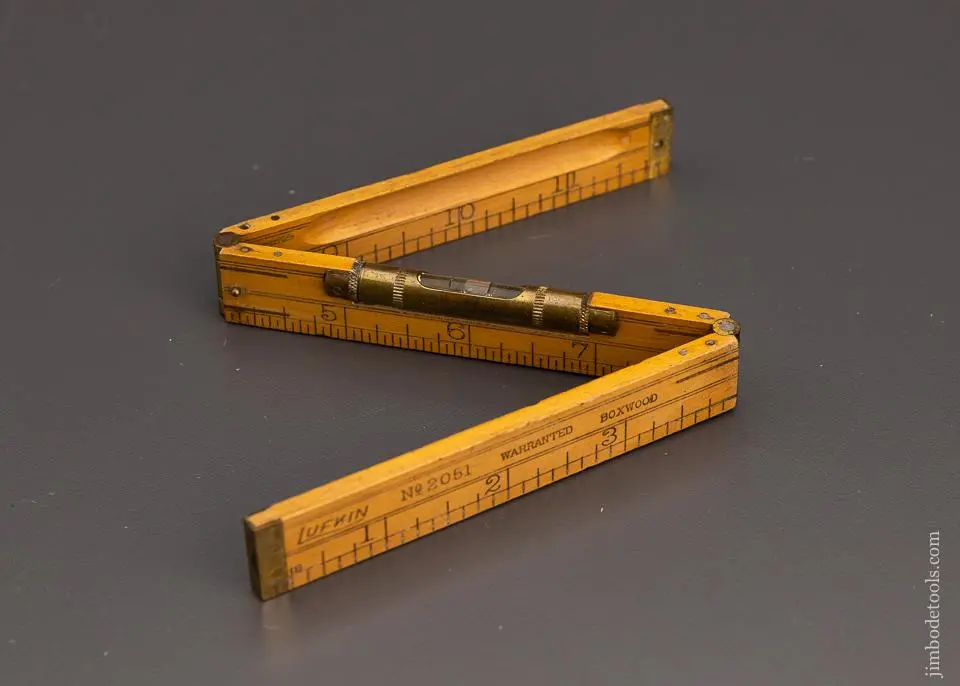 Near Mint Rare Lufkin 3 Fold No. 2051 Boxwood Rule With Level - Excelsior 98160 1