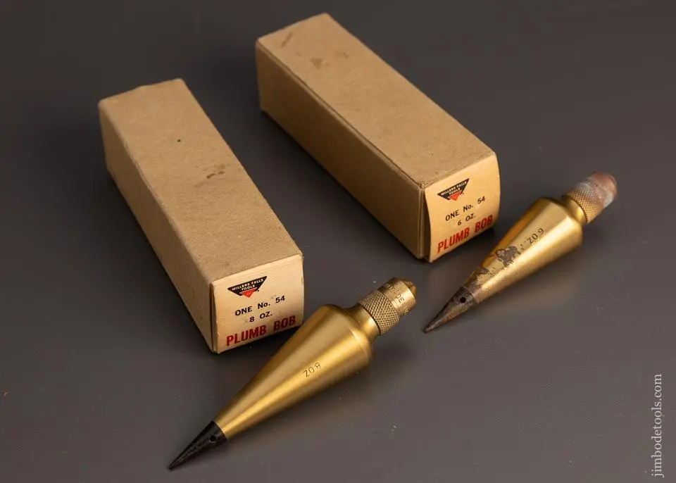 Two Mint In Box Millers Falls No. 54 Plumb Bobs 6 Oz. & 8 Oz. - 98209 1