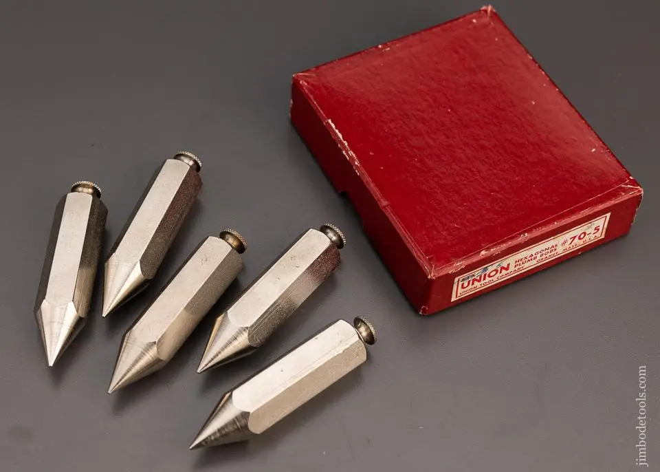 Union Tool Co. No. 70 Plumb Bobs (5) Mint In Box - 98218 1