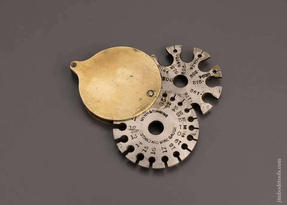 Remarkable Pocket Wire Gauge Folding Brass & Steel Winn & Timmins - 98234 1