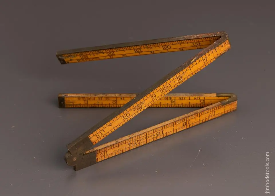 Fine Stanley No. 84 Brass Bound Boxwood Rule No Alignment Pins - 98263 1