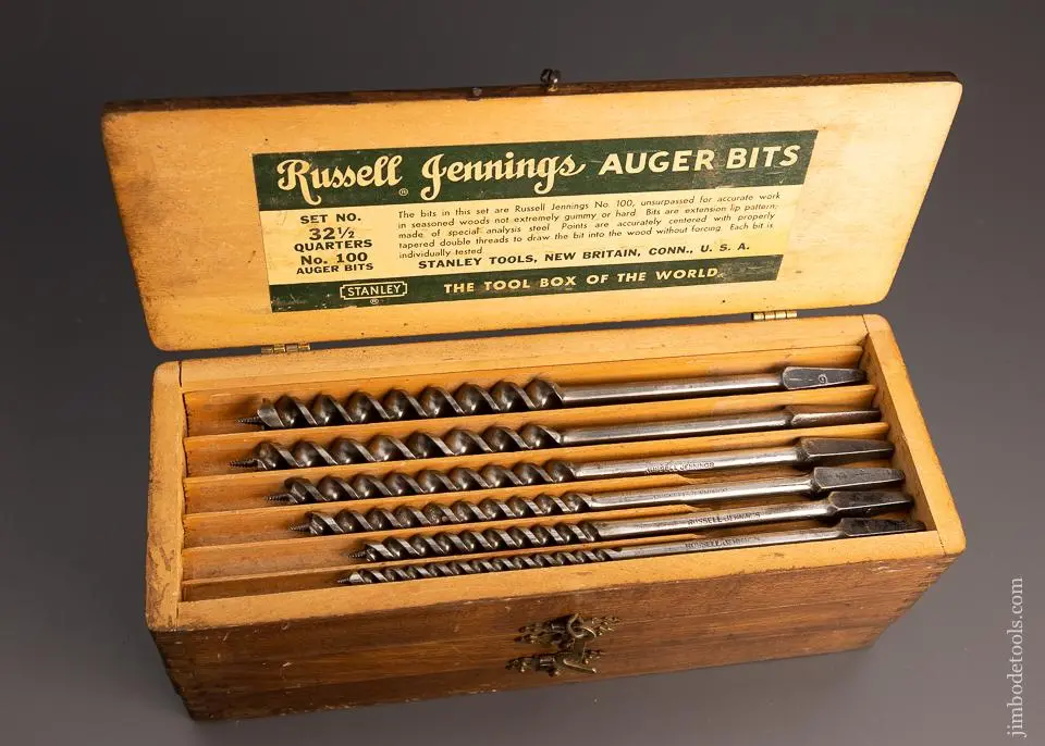 Good+ User Set Russel Jennings Auger Bits In Original Three Tiered Box - 98382 1