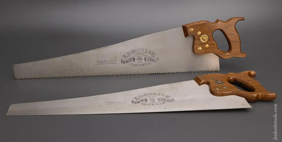 Near Mint Pair Garlick & Son Hand Saws - 98385 1