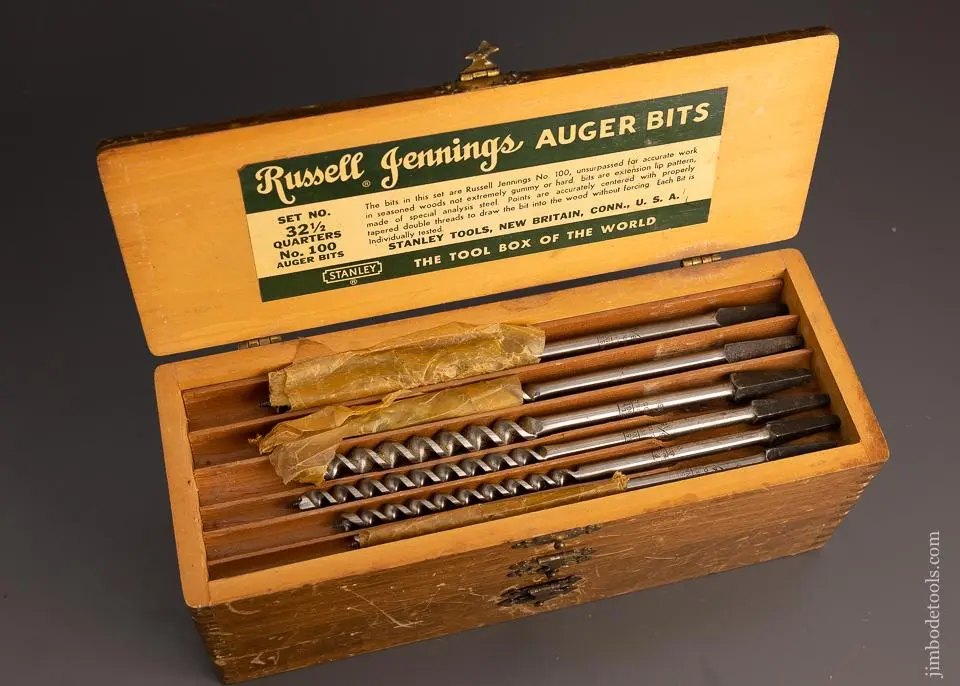 Complete Set Of Extra Fine 13 Russell Jennings Auger Bits In Original Three Tiered Box - 98394 1