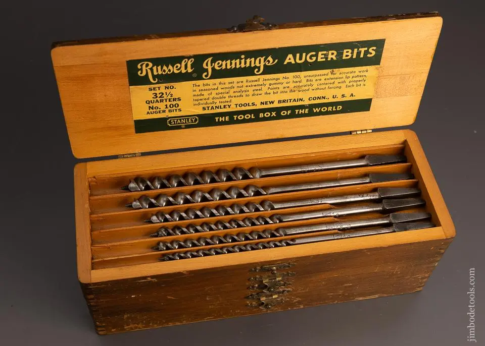 Complete Set Of Extra Fine 13 Russell Jennings Auger Bits In Original Three Tiered Box - 98396 1