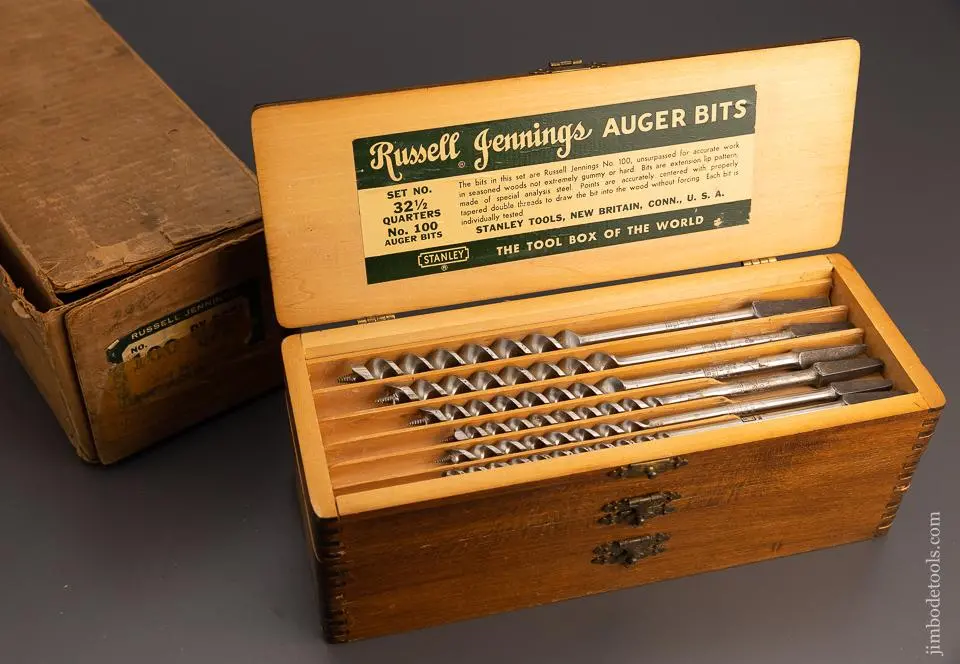 Complete Set Of 13 Russell Jennings Auger Bits Mint In Original Three Tiered Box In Original Shipping Box - 98578 1