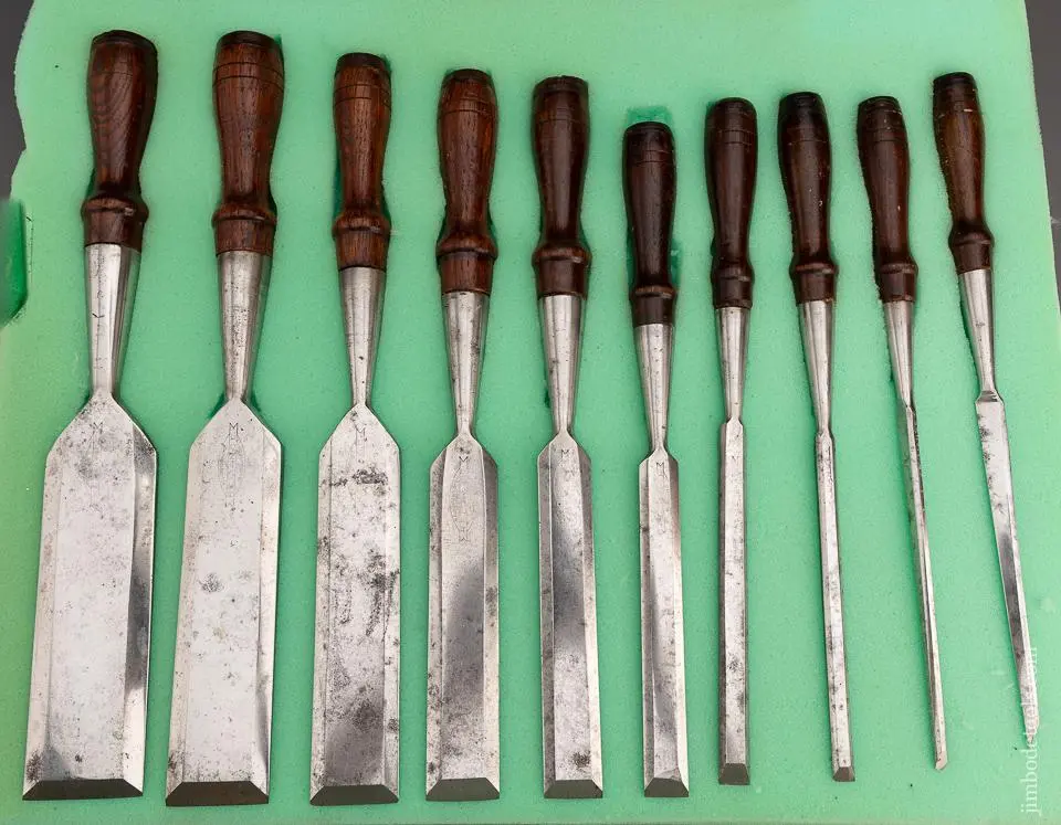Vintage Set Of 10 Socket Firmer Chisels By Reliance Youngstown, Ohio - 98614 1