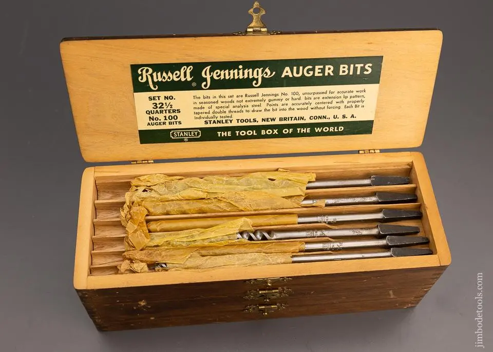 Mint In Wrappers Complete Set Of 13 Russell Jennings Auger Bits In Original Three Tiered Box - 98615 1