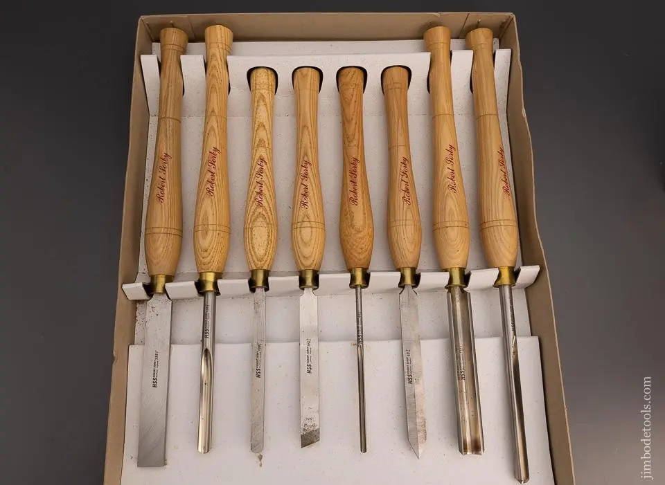 Large Size 8 Piece Turning Chisel Set By Rob’T. Sorby Mint In Box - 98862 1