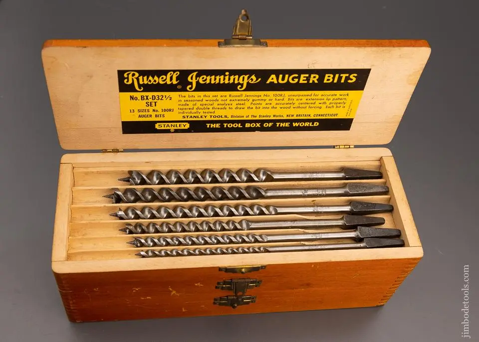 Complete Set Of Extra Fine 13 Russell Jennings Auger Bits In Original Three Tiered Box - 98908 1