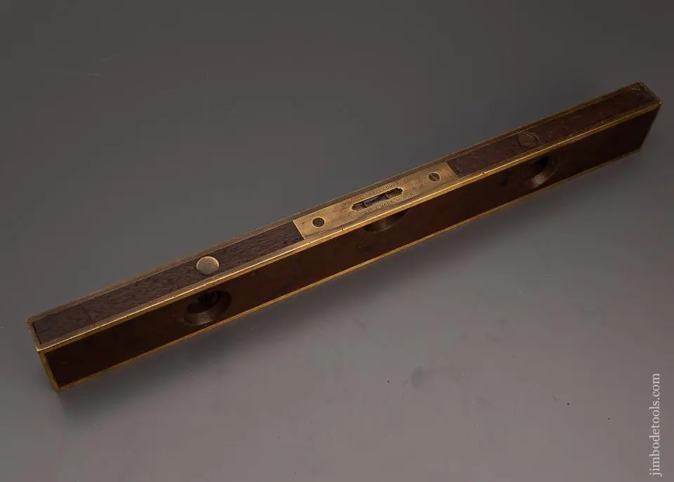 Goodell Pratt 18 Inch Brass Bound Mahogany Level Good Vials - 98985 1
