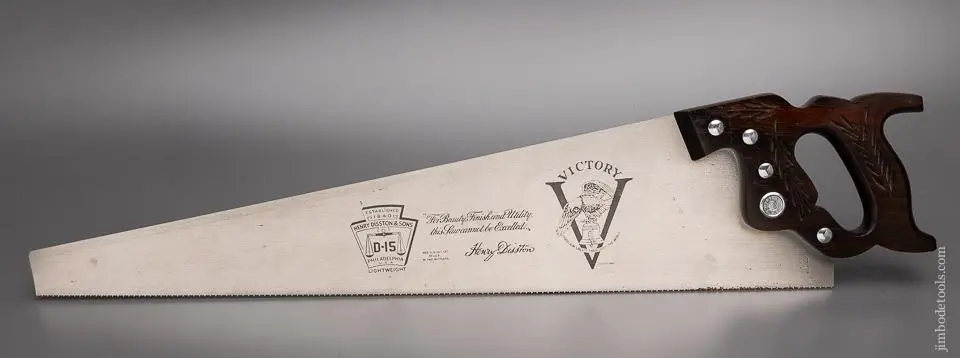 Dead Mint Disston No. D-15 Victory Hand Saw With Rosewood Handle - Excelsior 98093 1