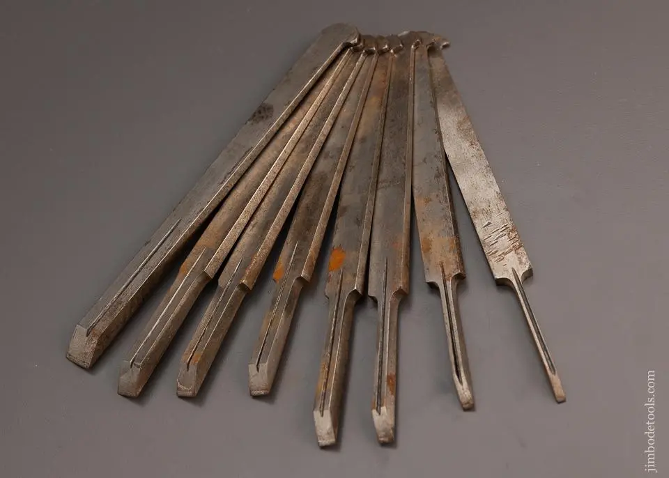 Complete Set Of 8 Irons For Sandusky Center Wheel Plow Plane - Excelsior 98443 1