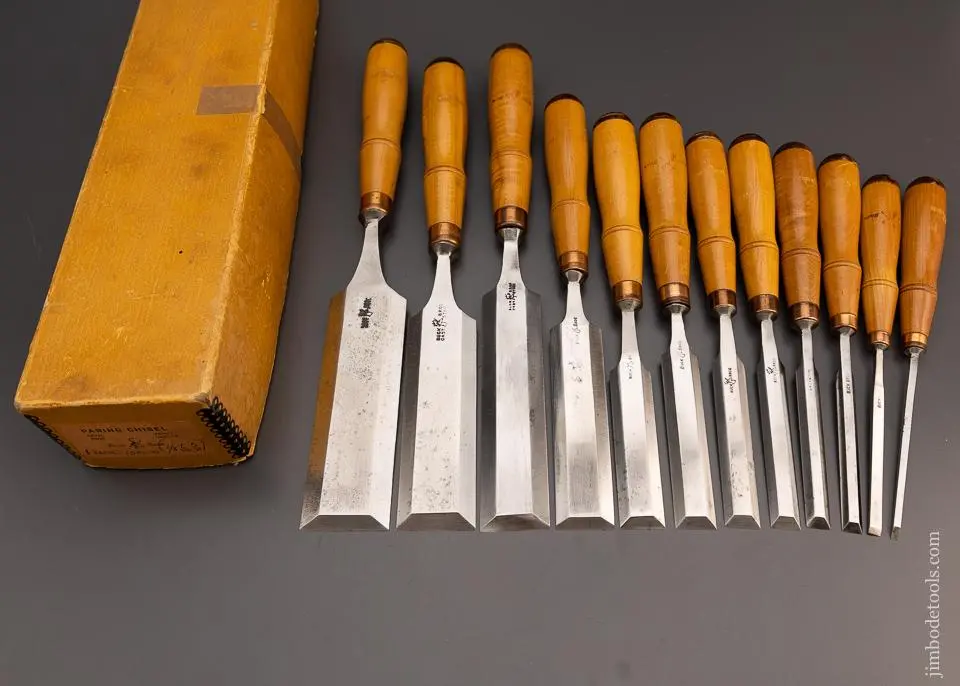 New Old Stock Buck Bros. Bevel Edge Paring Chisel Set Mint In Box - Excelsior 98960 - As Of June 22 1